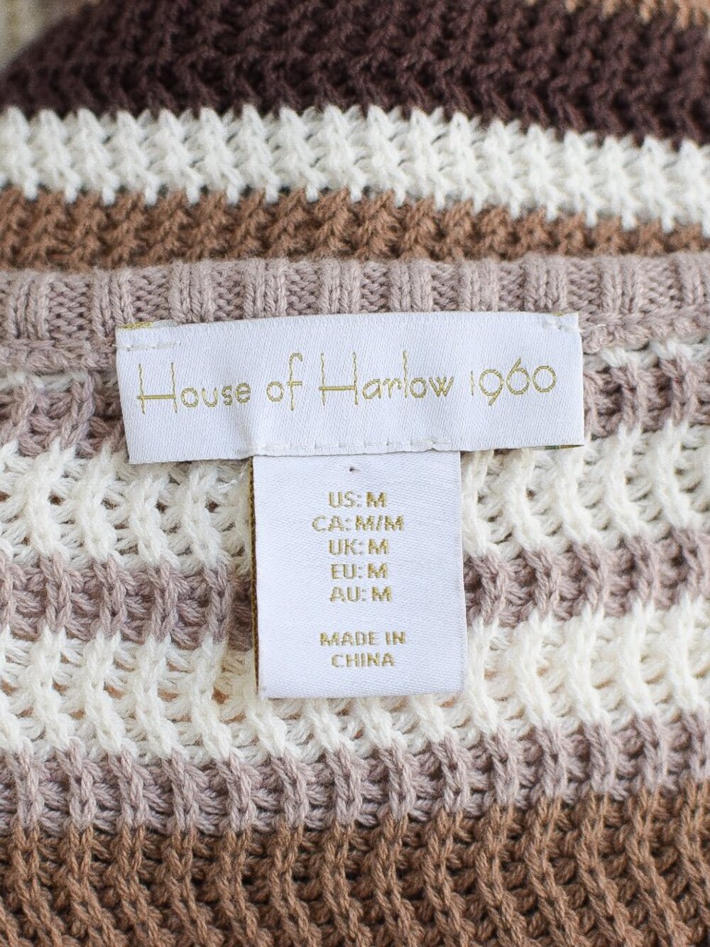 House of Harlow Crochet Maxi Dress Striped Brown Size M - Picture 8 of 9
